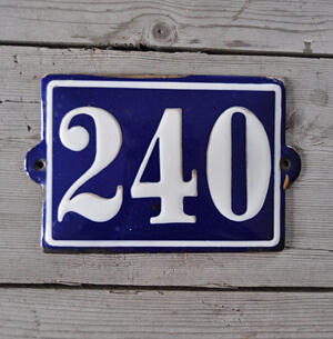 Vintage - Emalikyltit - Sininen emalikyltti nro 240